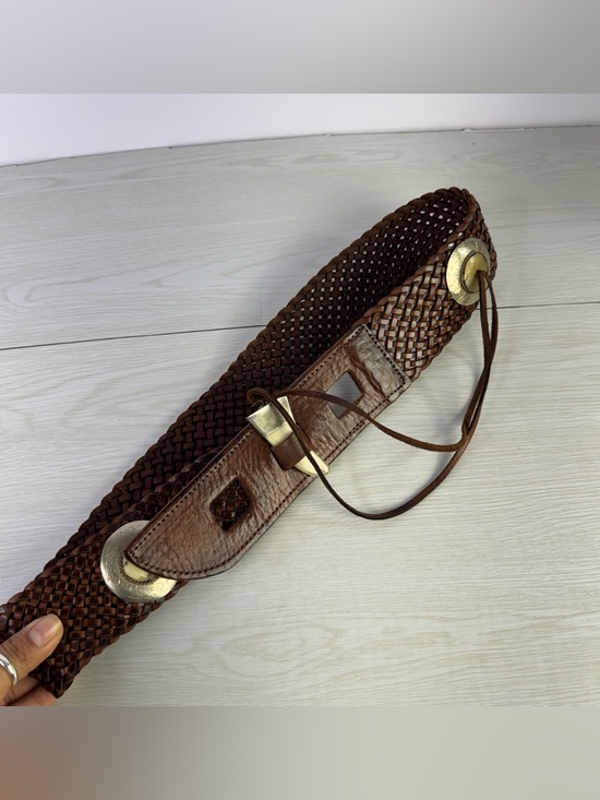 Vintage Accessories - Vintage Woven Leather Waist Belt: Bohemian Western Cowgirl Style